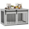 PawHut Dog Crate Furniture, Dog House Furniture Style for Large Breeds, Pet Kennel with Removable Cushion for Indoor Use, 98 x 58 x 61cm, Grey