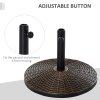 Outsunny 25 kg Round Cement Parasol Base, Umbrella Stand Holder with Rattan Style Pattern for 38, 48 mm Poles for Outdoor, Garden, Antique Bronze