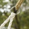 Outsunny 2-Seater Hanging Hammock Chair, Cotton-Polyester Blend Macrame Hanging Rope Chair with Metal Frame, for Patio, Garden, Balcony, Living Room, Cream White