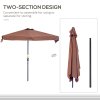 Outsunny 2.3m Half Parasol Semi Round Umbrella Patio Metal Frame Crank Handle for Balcony- NO BASE INCLUDED, Brown