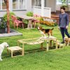 PawHut Dog Agility Equipment 3 Pieces Wooden Dog Agility Set with Soft Bridge, Pause Platform and Pet Stair for Outdoor, Natural Wood