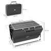 Outsunny Portable Mini Charcoal Barbecue Grill with Suitcase Shell, Outdoor Folding Tabletop BBQ Grill for Garden Camping Picnic Party, Black