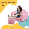 HOMCOM Children's Armchairs Toddler Chair Sofa Single Seater Childrens Armrest w/ Footstool - Pink
