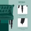 HOMCOM Velvet Accent Chair, Button Tufted Wingback Chair with Rubber Wood Legs for Living Room, Bedroom, Dark Green