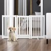 PawHut Freestanding Dog Gate, Foldable Pet Fence, Indoor Barrier, Stair Gate with Support Feet, 155 x 76 cm, White