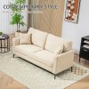 HOMCOM Modern 3 Seater Sofa, Upholstered Linen Fabric Sofa with Metal Legs, Wood Frame and Padded Cushion for Living Room Bedroom Office, Beige