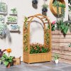 Outsunny Wooden Raised Garden Bed with Arch Trellis, Fabric Liner, Garden Planter Box with Drainage Holes, Trellis Planter for Vine Climbing Plants, Flowers, Herbs, Vegetables, 83 x 36 x 145 cm