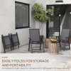 Outsunny Set of 4 Folding Garden Chairs, Metal Frame Garden Chairs Outdoor Patio Park Dining Seat with Breathable Mesh Seat, Charcoal Grey