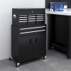 HOMCOM Tool Chest, Metal Tool Cabinet on Wheels with 6 Drawers, Pegboard, Top Chest and Roller Cabinet Combo, 61.6 x 33 x 108cm, Black