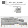 HOMCOM Upholstered 3 Seater Sofa Bed, Corner Reversible Click Clack Sofa Set, Linen-Touch Fabric Sleeper Futon with Footstool, Light Grey
