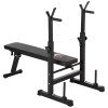 HOMCOM Adjustable Weight Bench, Foldable Bench Press with Barbell Rack, Dip Station, for Home Gym, Strength Training, Multi-Use Workout Bench, Black