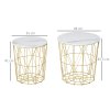 HOMCOM Set of 2 Nesting Side Tables with Storage, Round End Tables Coffee Tables with Steel Frame and Removable Round Top, for Living Room, bedroom, office, White