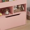 HOMCOM Kids Bookshelf with Storage Drawer, Children's Bookcase with Wheels, Toy Organiser for Bedroom, Playroom - Pink