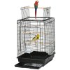 PawHut Bird Cage Parrot Cage Budgie Cage 59cm with Openable Top, Stand, Tray, Handles, Feeding Bowls for Parakeet, Finch, Black