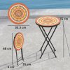 Outsunny Mosaic Outdoor Garden Table, 35.5cm Round Folding Coffee Table with Metal Frame for Balcony Terrace, Orange