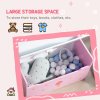 ZONEKIZ 2 in 1 Wooden Toy Box, Kids Storage Bench, Toy Chest with Safety Rod - Pink