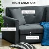 HOMCOM 2 Seater Sofa Bed, Convertible Bed Settee, Modern Cotton Loveseat Sofa Couch with 2 Cushions, Hidden Storage for Living Room, Guest Room, Dark Grey