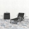 Outsunny Foldable Sun Lounger Set with 5-level Reclining Back, Outdoor Tanning Chairs Sun Loungers with Build-in Padded Seat, Side Pocket, Headrest for Beach, Patio, Black