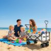 Outsunny 120L Festival Trolley on Wheels, Folding Camping Trolley Cart with Removable Canopy, All-Terrain Wheels, Adjustable Handle and Side Pockets for Garden Beach Fishing Shopping, Grey