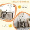 PawHut Dog Crate Furniture, Dog House Furniture Style for Medium Breeds, Pet Kennel with Removable Cushion for Indoor Use, 80 x 54 x 57cm, Brown