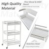 HOMCOM 3-Tier Home Trolley Kitchen Storage Cart w/ Steel Bars 4 Universal Wheels Rolling Unit Organiser Living Room White