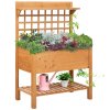 Outsunny Wooden Planter Boxes, Raised Garden Bed Elevated Planter with 2 Shelves for Flower Herb Vegetable Outdoor/Indoor, 105x40x135cm