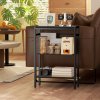 HOMCOM Side Table with 3-Tier Storage, Small Bedside Table, Sofa End Table with Steel Frame for Living Room, Bedroom