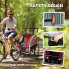 HOMCOM Child Bike Trailer, Baby Bicycle Trailer for 2 Kids with 5 Point Harness, Steel Frame, Reflectors, Safety Flag, Hitch Coupler, Red