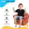 AIYAPLAY Kids Sofa Chair, Toddler Armchair with Dinosaur Design, Wooden Frame, Upholstered Toddler Chair for Bedroom, Playroom, Kids Room - Red