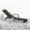Outsunny PE Rattan Sun Lounger, Garden Lounger with 4-Level Adjustable Backrest, Outdoor Sunbed with Retractable Footrest for Balcony, Beach, Patio, Mixed-brown