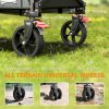 Outsunny Folding Trolley on Wheels, 150L Collapsible Wagon Festival Trolley Cart with Openable Sides, Adjustable Handle and Brakes for Shopping Camping Beach and Garden, Grey