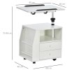 HOMCOM Functional Swivel Bedside Table End Table Side Table for Living Room Nightstand for Bedroom