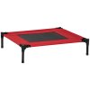 PawHut Raised Dog Bed Cat Elevated Lifted Portable Camping w/ Metal Frame Black and Red (Medium)