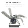 Outsunny 2 Piece Reclining Zero Gravity Chair Metal Frame Folding Garden Sun Lounger with Cushion Headrest, Dark Grey