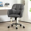 HOMCOM Computer Desk Chair, PU Leather Swivel Office Chair, Makeup Vanity Chair with Height Adjustable, Wheels, for Home Study Bedroom, Grey