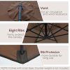 Outsunny 3(m) Garden Banana Parasol Hanging Cantilever Umbrella with Crank Handle, 8 Ribs and Cross Base for Outdoor, Sun Shade, Brown