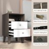 HOMCOM Bedside Tables Set of 2, Modern Nightstand with 2 Drawers and Open Cubby, Sofa Side End Table for Bedroom, 40 x 34 x 64cm, Grey