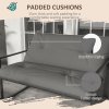 Outsunny 4 Piece Garden Sofa Set, 2 Single Armchair, Loveseat and Coffee Table Set with Steel Frame, Outdoor Furniture with Thick Cushions, Grey