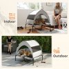 PawHut Elevated Dog Bed with Removable Canopy, Portable Cooling Raised Pet Cot with Breathable Mesh, Storage Bag, for Indoor Outdoor Use, for Medium Large Dogs, 92 x 75 x 89 cm, Light Grey