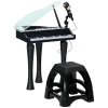 AIYAPLAY 32 Keys Kids Piano Keyboard with Stool, Lights, Microphone, Multiple Sounds, Removable Legs, Electronic Musical Instrument for Boys Girls, Black