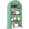 Outsunny 4 Tier Mini Greenhouse with Reinforced PE Cover, Portable Small Greenhouse with Roll-Up Door, 105 x 45 x 160cm, Green