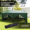 Outsunny 3 x 6 m Pop Up Gazebo with Sides and Windows, Height Adjustable Wedding Camping Party Tent Canopy Marquee with Storage Bag for Garden, Event, Green