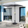 Outsunny 9kg Resin Parasol Base, Half Round Umbrella Stand with Floral Design for Garden, Outdoor, Suitable Umbrella Rod: 3.8cm, 4.8cm, Black