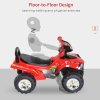 HOMCOM Kids Children Ride-on Toy Off Road Style Quad Bike Racing Car NO POWER 4 Wheels Horn Music Red