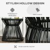 Outsunny Outdoor Coffee Table, Round PE Rattan Side Table with Tempered Glass Table Top, Hollow Drum Design for Garden, Balcony, Patio, Black