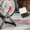 HOMCOM Foldable Motorcycle Wheel Balancer Truing Stand with Spoke Wrench, Steel Bike Tyre Rim Balancing Stand with Aluminium Shaft, Fits Wheels up to 23