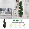 Outsunny Set of 2 Artificial Boxwood Spiral Topiary Trees Potted Decorative Plant Indoor D??cor 120cm