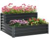 Outsunny 2 Tier Galvanised Raised Garden Bed, Outdoor Steel Planter Box with Open Bottom for Vegetables, Flowers and Herbs, 120 x 101 x 58 cm, Dark Grey