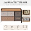 HOMCOM 5-Drawer Dresser, Linen Fabric Chest of Drawers, Dresser Tower Unit for Bedroom Hallway Entryway, Storage Organizer with Steel Frame Wooden Top
