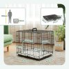 PawHut Dog Crate, Folding Metal Dog Cage with Two Doors, Tray, Soft Cushion, for Extra Small Dogs, 60 x 40 x 50 cm, Black